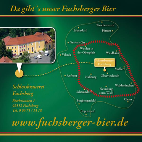 Karte des Heimservice-Gebiets der Schlossbrauerei Fuchsberg